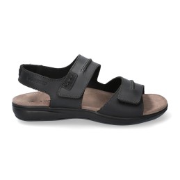 Mephisto Men's Nathan Leather Sandals - Dark Brown, Smooth Leather Comfort Sandals